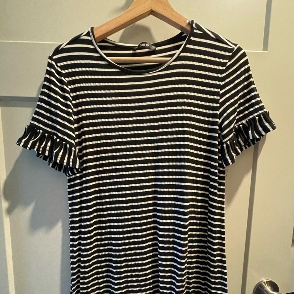 Black and white striped dress